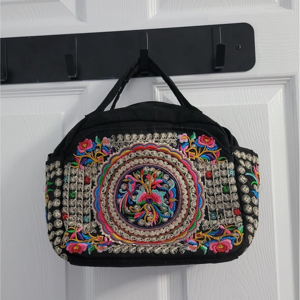 Embroidered Handbag, Handmade Purse, Shoulder Bag, with Top Handle‎